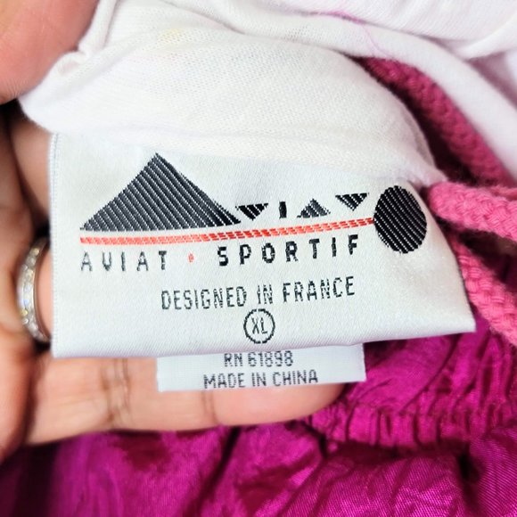 Aviat Sportif 90s Designed in France Women's Shiny Raspberry Lined Joggers SZ XL - Picture 7 of 12